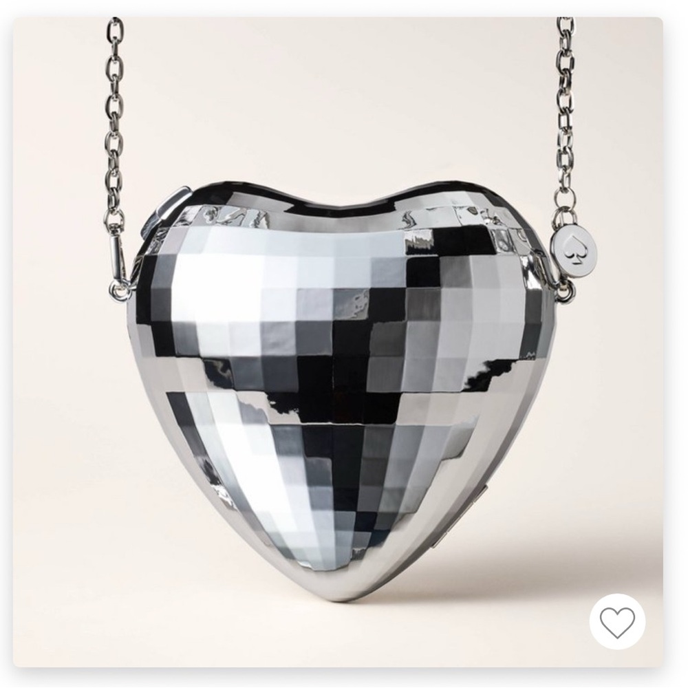 Silver Heart-Shaped Disco Ball Kate spade Purse